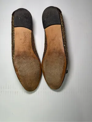 Stuart Weitzman Gold Sequin Ballet Flats with Bow thumbnail 4