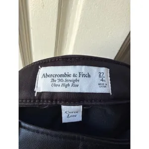 Abercrombie & Fitch Curve Love 90s Straight Ultra High Rise Faux Leather Jeans 4 thumbnail 4