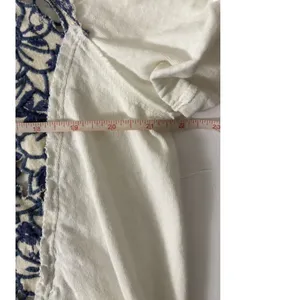 Free People Womens Top White Blue S Floral Boho Short Sleeve Relaxed Tunic thumbnail 7
