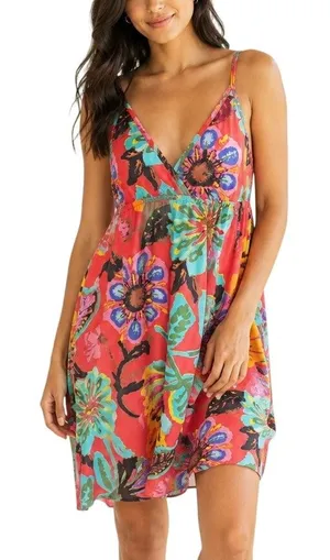 Lucky Brand Y2K Floral Swim Coverup Dress Rose Label Size S M thumbnail 1