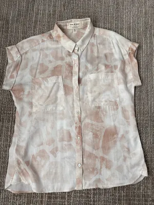 Cloth & Stone Anthropologie Blush Abstract Tencel Button Front Shirt Size S thumbnail 7