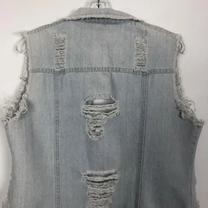 Distressed Denim Vest Womens Medium Long Length Western Cowgirl Rodeo Festival thumbnail 8