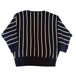 Philosophy Woman Sweater Navy/White Stripe Crewneck Dolman Sleeves Classic Sz.1X thumbnail 2