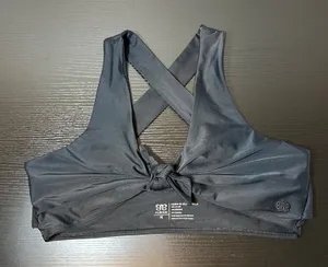 Albion Fit Black Front Tie Cross Back Bikini Top Size Medium Swimwear thumbnail 1