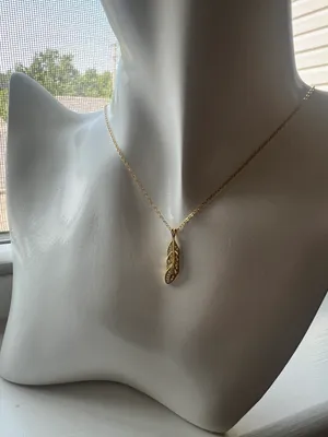 925 Sterling Silver Gold Diamond Leaf Necklace Pendant, 18k Gold Plated thumbnail 5