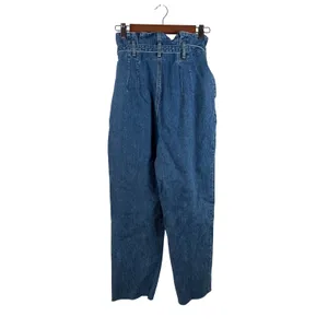 Abercrombie & Fitch Mom Jean Womens 26/2R‎ Blue Paperbag Waist Belted Straight thumbnail 12