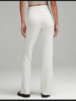 Lululemon Ribbed Softstreme Zip Leg Flared Pant in Bone NWOT thumbnail 2