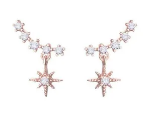 14K Rose Gold Plated Six Pointed Star Stud Earrings for Women thumbnail 1