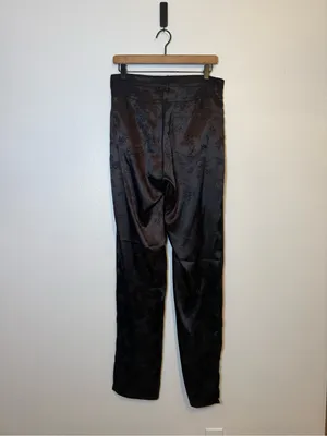 Lioness St‎ Germain Pants Satin Black Floral High Rise Straight leg thumbnail 5