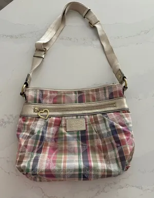 Vintage Coach Plaid Signature C Optic Canvas Shoulder/Crossbody Bag thumbnail 1