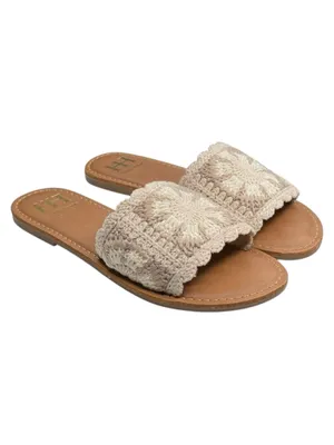 new Haute Hippie ✌︎︎ Rianne Crochet Mandala Flat Sandals Slides ✌︎︎ Cream ✌︎︎ 7M thumbnail 10