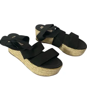 Steve Madden Kacia platform espadrille ankle wrap strappy sandals in black sz 6 thumbnail 2