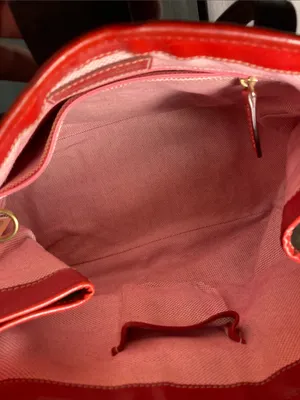 VNTG Dooney & Bourke giraffe Print Tote Bag with Red Leather Trim thumbnail 13