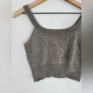 Reformation Caitlin Cashmere Cropped Cami Tank Top Medium Brown thumbnail 8