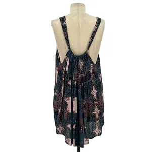 Free People Count Me In Trapeze Tunic Top Black Lace Pink Size Small‎ thumbnail 8
