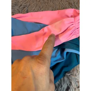 Nightwalker Colorblock Tie Waist Bikini Bottoms Pink Blue Teal Small 80's thumbnail 6