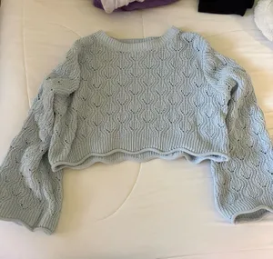 boutique sweater cropped wide arm Blue thumbnail 1