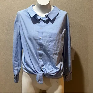 Zara light blue button up blouse thumbnail 2