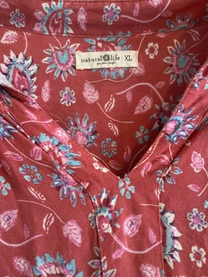 Natural Life Dara Floral Tassel Kaftan 3/4 Sleeve Maxi Dress Size XL hippie boho thumbnail 4