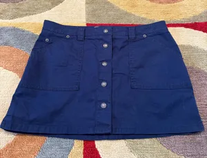 Abercrombie & Fitch Dark Blue Y2K Style Vintage Low Rise Snap Mini Skirt Small thumbnail 1