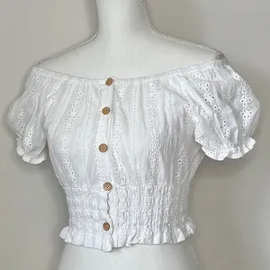 🔥 3/$30 Eyelet Lace Top White Size M thumbnail 2