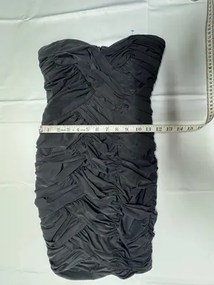 Olga & Maya Black Strapless‎ Ruched Mini Dress - Size S - NEW Without Tags. thumbnail 11