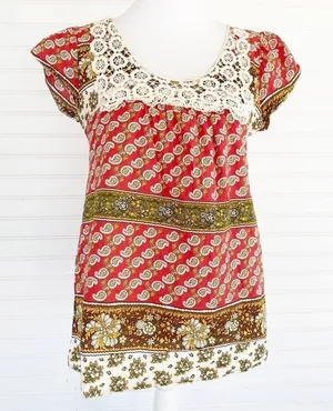 Bohemian Peasant blouse Size Large thumbnail 1