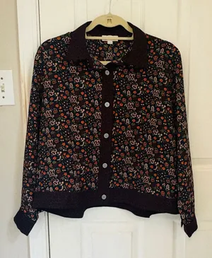 NWT!! LOFT Outlet Mixed Prints Floral Button Down Top thumbnail 1