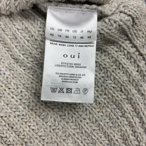 Oui Sweater Womens 12 Beige Crew Neck Long Sleeve Chunky-Knit Pullover thumbnail 7
