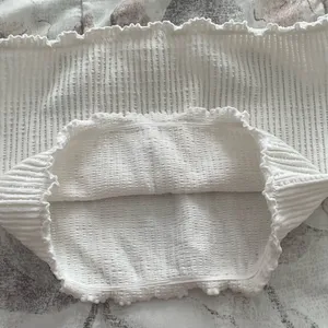 Bozzolo white ribbed cropped tube top, size S/M cottagecore Y2K vacation beach thumbnail 8