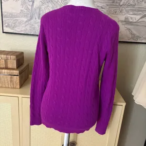 POLO RALPH LAUREN Purple V Neck Cashmere Cable‎ Knit Sweater Size Medium thumbnail 2