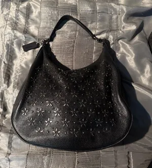 Coach leather hobo bag decorated with floral prairie rivets thumbnail 1