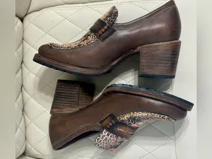 FREEBIRD by Steven Women's Bristol Snake Leather chunky Heel Shoes size 8 thumbnail 11