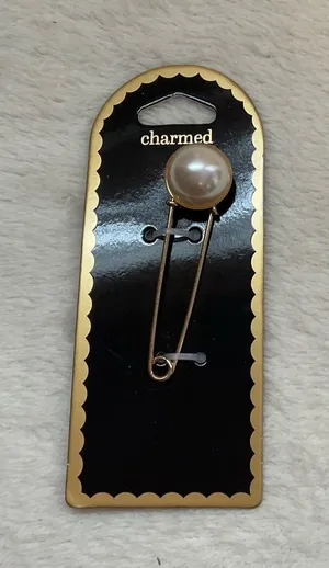 Charmed Faux Pearl Gold-Tone Safety Pin Brooch thumbnail 1