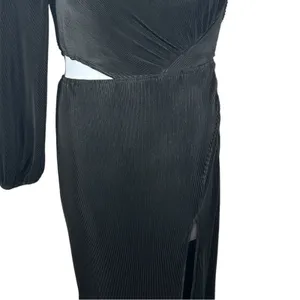 Hello Molly Black One Shoulder Cut Out Midi Dress Wedding Party Slit Bodycon thumbnail 7