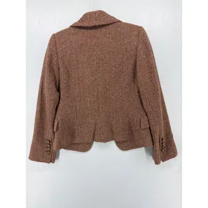 H&M Womens Blazer Brown Herringbone Tweed Double‎ Breasted Academic 6 thumbnail 3