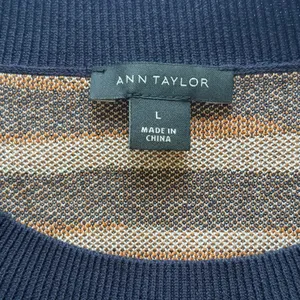 Ann Taylor Navy Cognac Zebra Print Short Sleeve Sweater Dress Large Avante Garde thumbnail 7