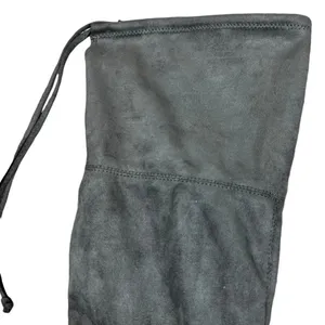 Womens Over The Knee Solid Boots Gray Boho Faux Suede Tie Back Size 8.5 thumbnail 6