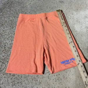 White Fox Boutique Project 5 Ribbed Biker Shorts Orange Coral XS Logo Streetwear thumbnail 2