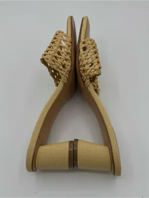 Marc fisher Jazmine Dress Slide Sandal in natural raffia size 8.5 coastal resort thumbnail 6