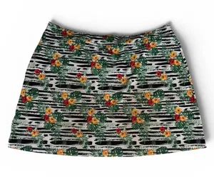 Floral Tropical Mini Skirt in Green and Yellow thumbnail 1