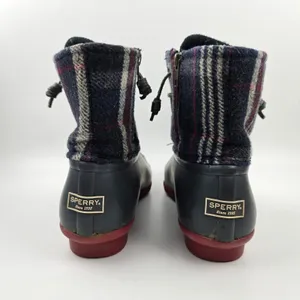 Sperry Saltwater Duck Boots Womens‎ 10 M Blue Red Wool Plaid Waterproof Rubber thumbnail 8