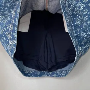 CJ Banks Plus Size 14W Blue White Print Denim Jean Skort Skirt Preppy Chic thumbnail 3