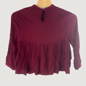 1517 | NWT Altar'd State Swiss Dot Boho Babydoll Peplum Blouse‎ Wine Women XL thumbnail 2