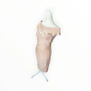 House of CB Ramah Blush Pink Bandage Cutout Off Shoulder Midi Dress M thumbnail 3