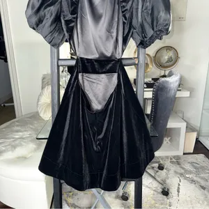 Bardot Marina Velvet Backless Mini Dress Black Womens 6 Medium Sheer Sleeves New thumbnail 13