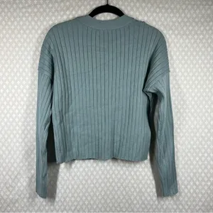 Abercrombie & Fitch Light‎ Green Ribbed Button Up Cardigan thumbnail 3