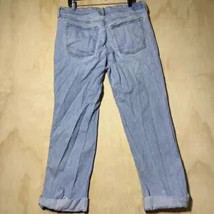 Abercrombie & Fitch The Baggy Low Rise Jeans Womens 32 14R Light Wash Cuffed thumbnail 6