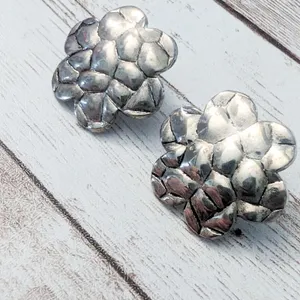 Vintage Earrings For Pierced Ears - Large Silver Tone - Tarnished thumbnail 2
