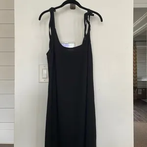 Lulus black full length‎ dress with tied sleeve, medium thumbnail 2